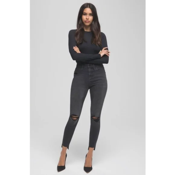 ๐ด 3/$30 Good American 26ร25 Good High Waist Crop Skinny Jeans In Black127 2/26 - Picture 15 of 15